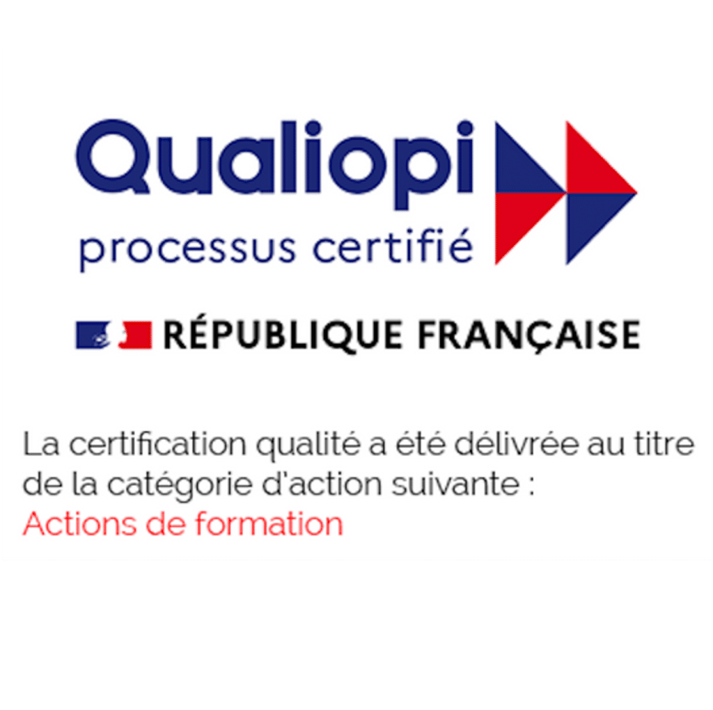 Logo Qualiopi avec mention de la République Française et certification des actions de formation